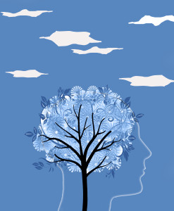 head silhouette and tree digital illustration