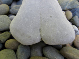 Image of a stone found on a beach that looks like a human bottom.